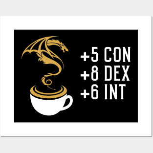 Dragon Coffee Stats Tabletop RPG Gaming Posters and Art